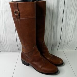 Banana Republic Tall Soft Cognac Leather Riding Pull On Boot Size 10 Brass